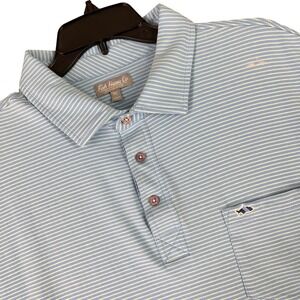 Fish Hippie Co Polo Striped Pocket Broken In Golf Shirt Blue White 3XL Mens